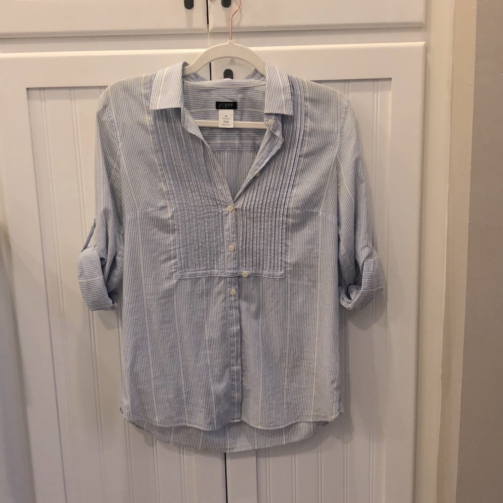 J. Crew cotton button down. Blue and white XS